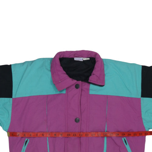 Golden Team Women's Purple Green 90s Retro Puffer Jacket Size 14