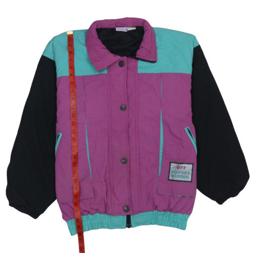 Golden Team Women's Purple Green 90s Retro Puffer Jacket Size 14
