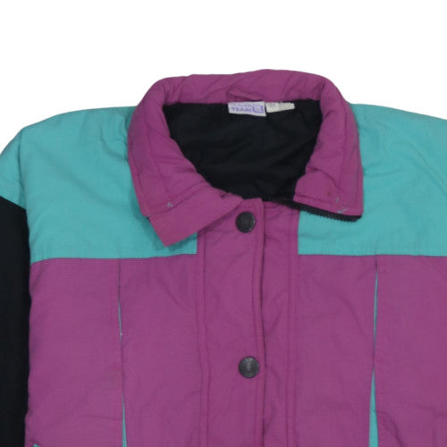 Golden Team Women's Purple Green 90s Retro Puffer Jacket Size 14