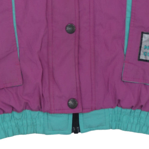 Golden Team Women's Purple Green 90s Retro Puffer Jacket Size 14