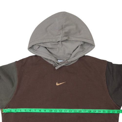 Nike Women Brown & Grey Pullover Hoodie L Logo Cotton Blend Casual