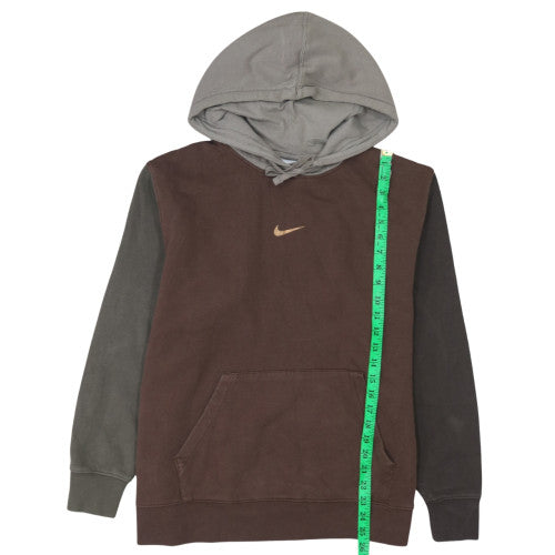 Nike Women Brown & Grey Pullover Hoodie L Logo Cotton Blend Casual