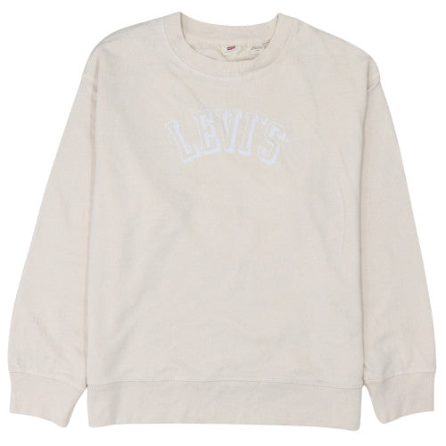 Levi's Women's Beige Logo Pullover Sweatshirt Size L Cotton Casual