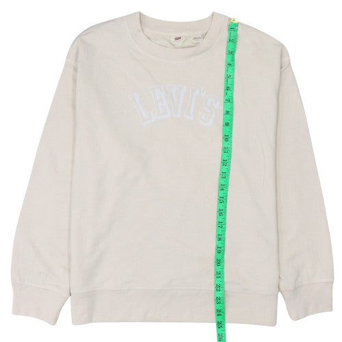 Levi's Women's Beige Logo Pullover Sweatshirt Size L Cotton Casual
