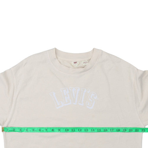 Levi's Women's Beige Logo Pullover Sweatshirt Size L Cotton Casual