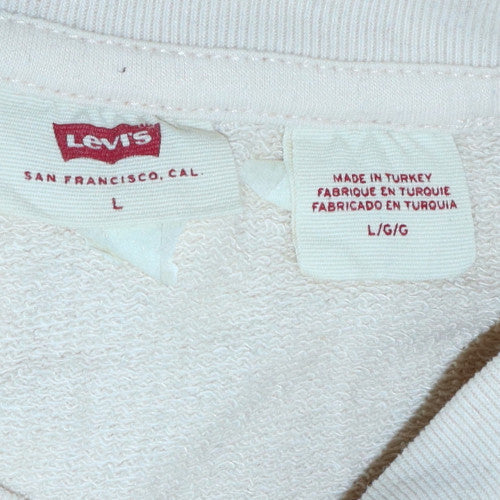 Levi's Women's Beige Logo Pullover Sweatshirt Size L Cotton Casual