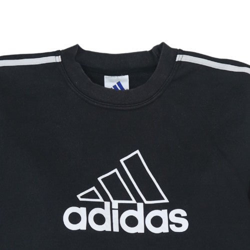 Adidas Men's Black Logo Crew Neck Pullover Sweatshirt Size L