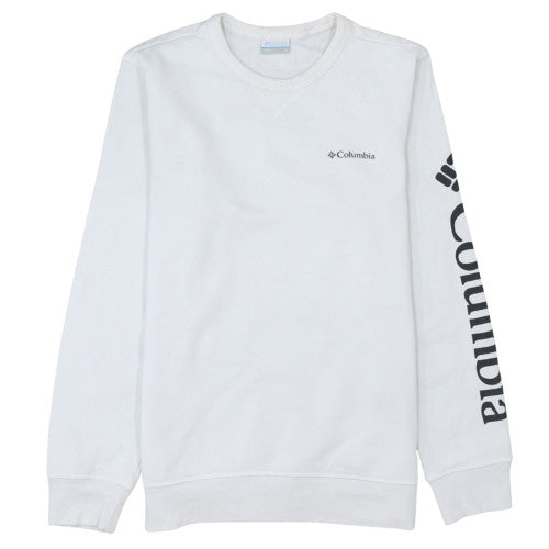Columbia Mens White Small Crew Neck Long Sleeve Sweatshirt Pullover
