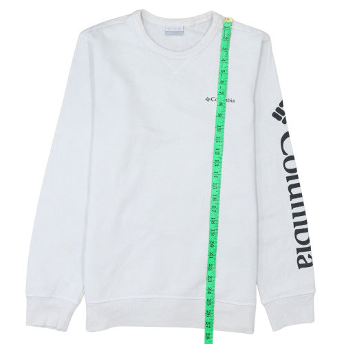 Columbia Mens White Small Crew Neck Long Sleeve Sweatshirt Pullover