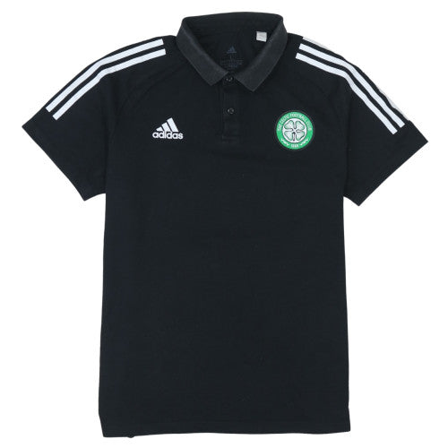 Adidas Men's Black Celtic Polo Shirt L AEROREADY Short Sleeve