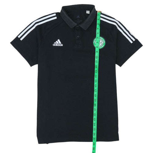 Adidas Men's Black Celtic Polo Shirt L AEROREADY Short Sleeve
