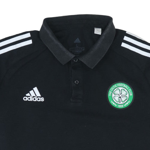 Adidas Men's Black Celtic Polo Shirt L AEROREADY Short Sleeve