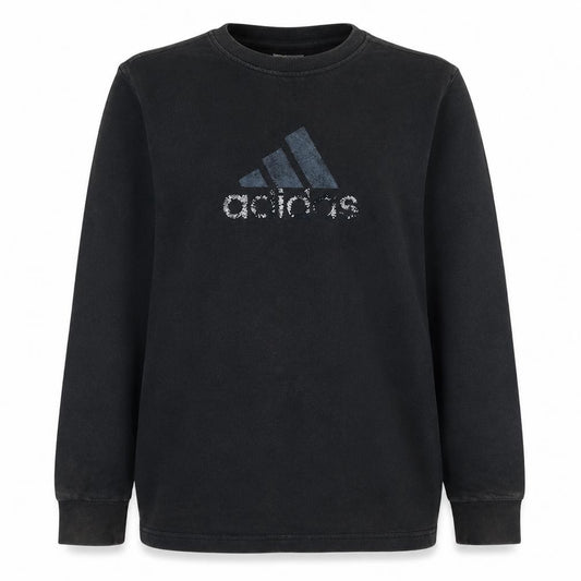 Front view of Adidas women’s black, size UK 14, pullover sweatshirt with logo