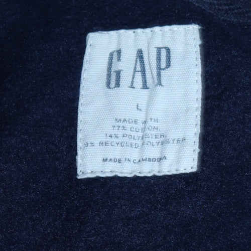 GAP Men Blue Pullover Hoodie L Fleece Logo Regular Fit