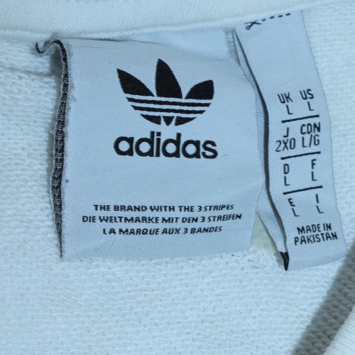 Adidas Men's White Crew Neck Pullover Sweatshirt Size L
