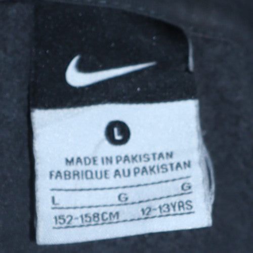 Nike Boys Black Full Zip Hoodie 12-13 Years Fleece Lined Sweatshirt