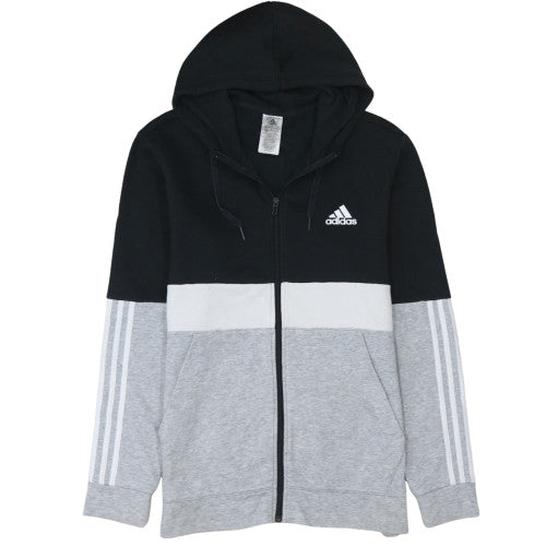 Adidas Men's Black Grey White Full Zip Hoodie Size L