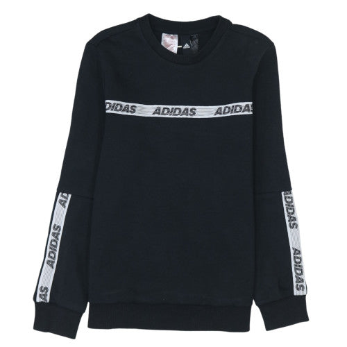 Adidas Boys Black Crew Neck Logo Pullover Sweatshirt 11-12 Years