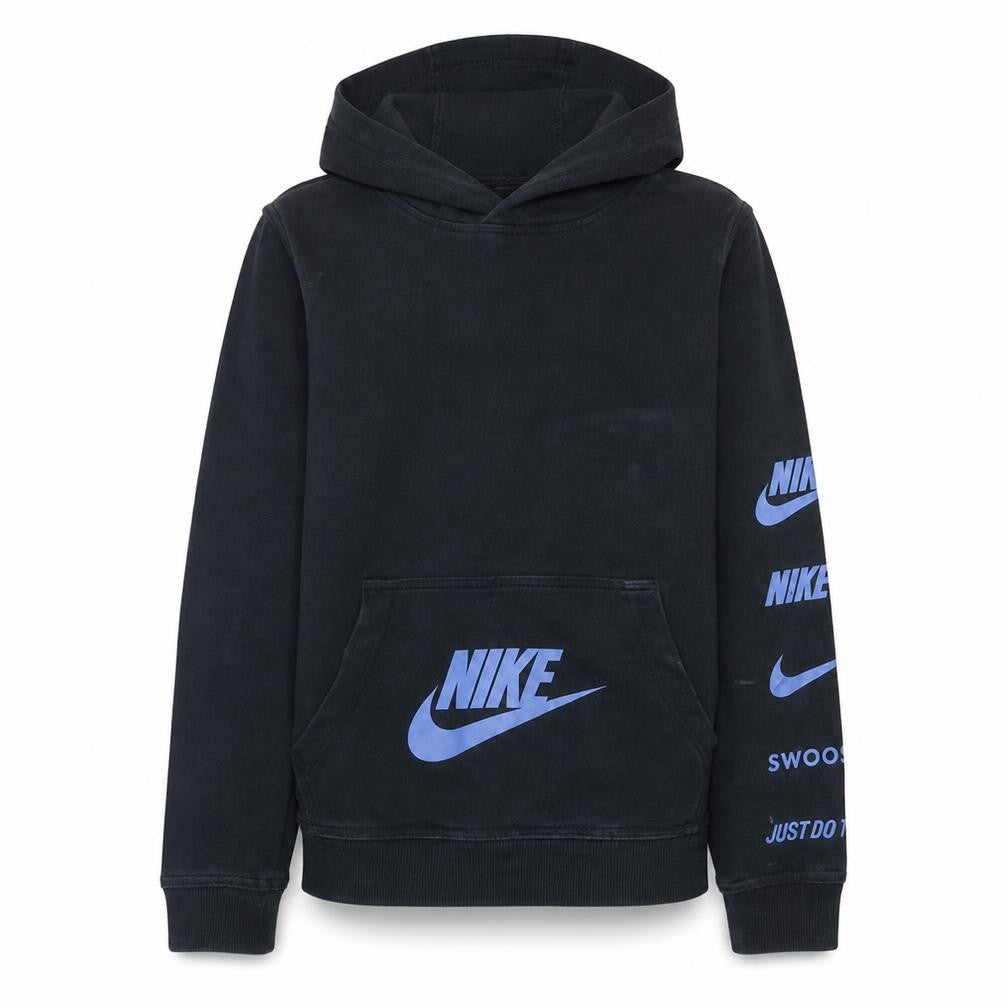 Nike Boys Black Pullover Hoodie L 147-158cm Graphic Fleece Sweatshirt