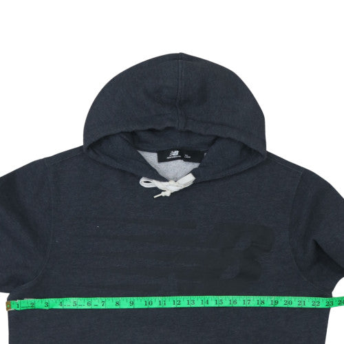New Balance Men Grey Pullover Hoodie L Fleece Sports Logo