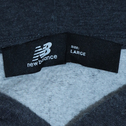 New Balance Men Grey Pullover Hoodie L Fleece Sports Logo