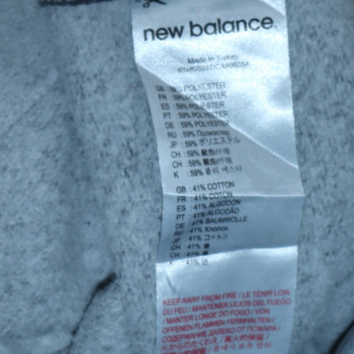 New Balance Men Grey Pullover Hoodie L Fleece Sports Logo