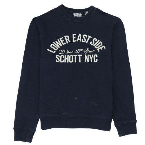 Schott NYC Women's Navy Cotton Crew Neck Pullover Sweatshirt M