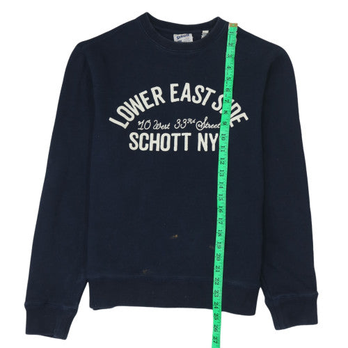 Schott NYC Women's Navy Cotton Crew Neck Pullover Sweatshirt M