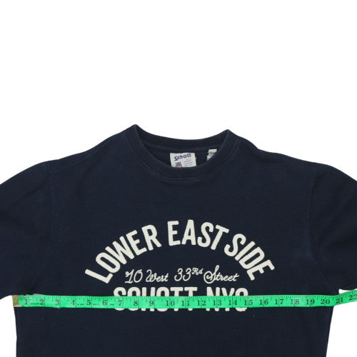 Schott NYC Women's Navy Cotton Crew Neck Pullover Sweatshirt M