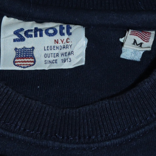 Schott NYC Women's Navy Cotton Crew Neck Pullover Sweatshirt M