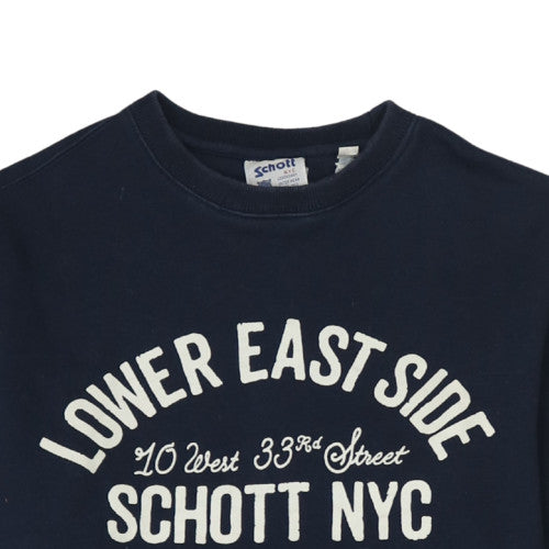 Schott NYC Women's Navy Cotton Crew Neck Pullover Sweatshirt M