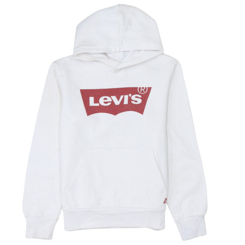 Levi's Boys White Pullover Hoodie 12 Years Regular Fit Logo Fleece Sweatshirt
