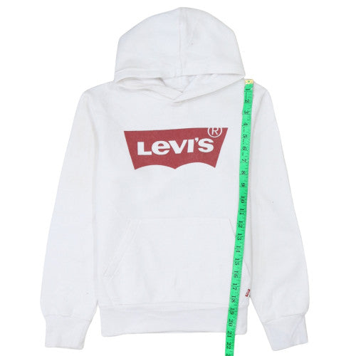Levi's Boys White Pullover Hoodie 12 Years Regular Fit Logo Fleece Sweatshirt