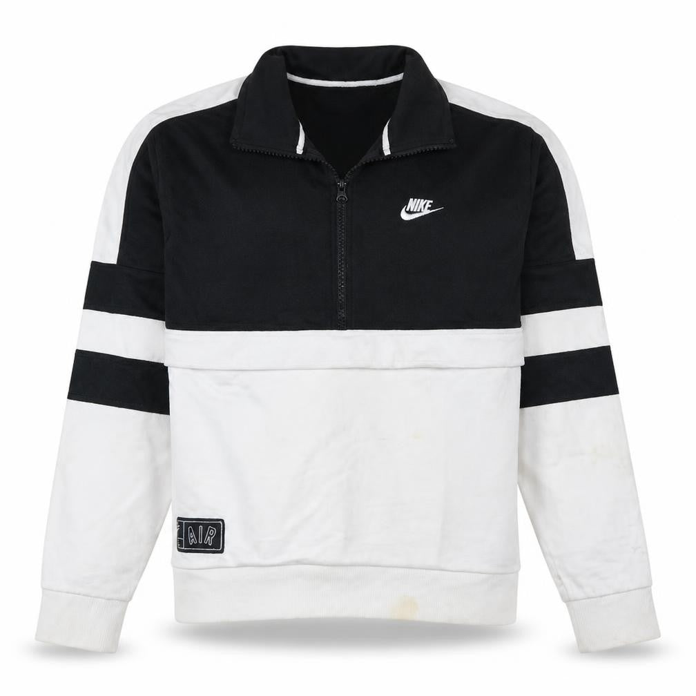 Front view of Nike Men's Black & White 1/2 Zip Pullover Sweatshirt, size S