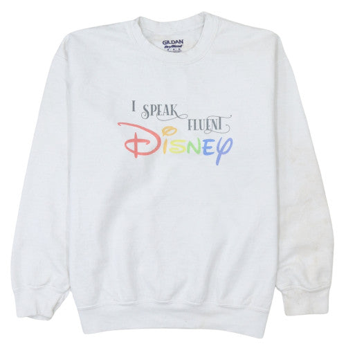 Gildan Women White Disney Quote Pullover Sweatshirt Size M