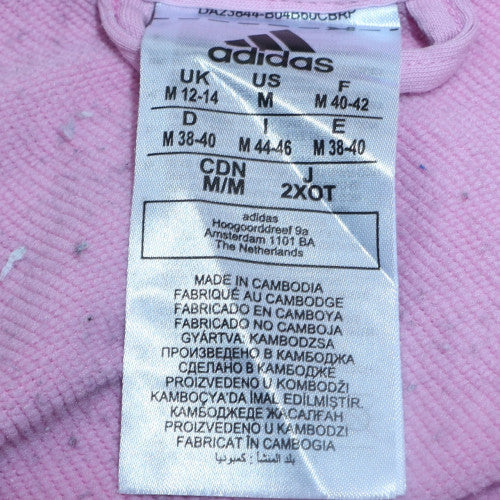 Adidas Womens Pink Full Zip Hoodie Size 12-14 Cotton Blend