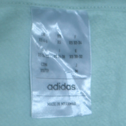 Adidas Women Mint Green XS Pullover Hoodie with Logo Pocket