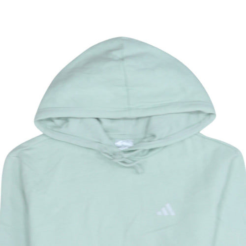 Adidas Women Mint Green XS Pullover Hoodie with Logo Pocket
