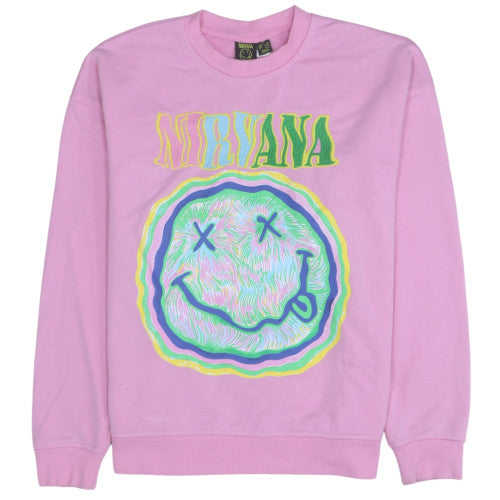 Primark Nirvana Women Pink XS Pullover Sweatshirt Graphic Print
