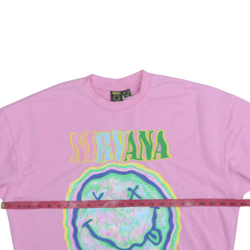 Primark Nirvana Women Pink XS Pullover Sweatshirt Graphic Print