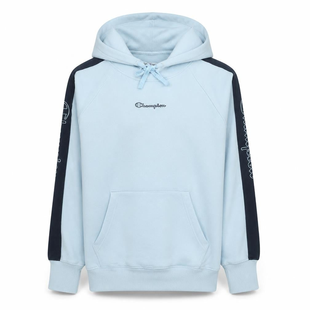 Front view of Champion Women's Light Blue Hoodie Small Pullover Hooded Sweatshirt
