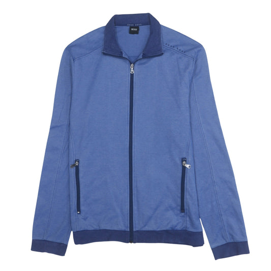 Hugo Boss Men's Blue Track Jacket L Cotton Blend Full Zip