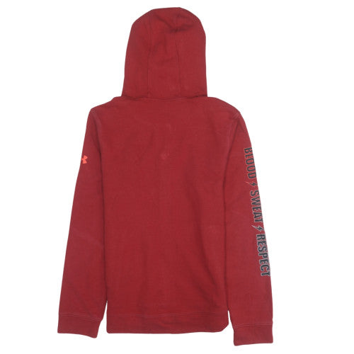 Under Armour Boys Red Full Zip Hoodie YXL 158-170 Loose Fit Project Rock