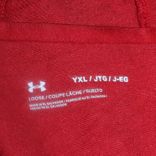 Under Armour Boys Red Full Zip Hoodie YXL 158-170 Loose Fit Project Rock