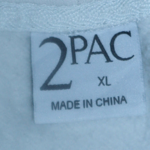 2PAC Men's White XL Pullover Hoodie with Graphic Print