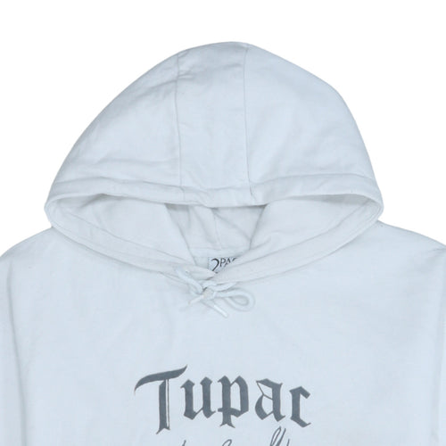 2PAC Men's White XL Pullover Hoodie with Graphic Print