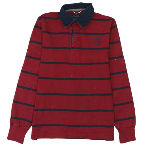 GANT Men's Red Striped Collared Rugby Sweatshirt Size M