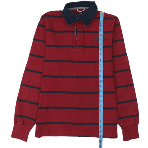 GANT Men's Red Striped Collared Rugby Sweatshirt Size M