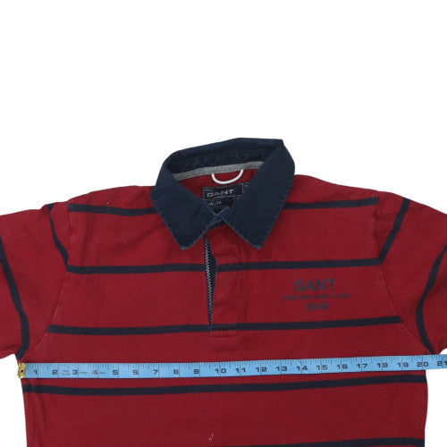 GANT Men's Red Striped Collared Rugby Sweatshirt Size M