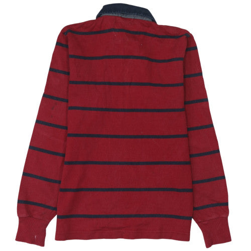 GANT Men's Red Striped Collared Rugby Sweatshirt Size M